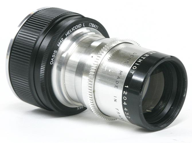 145/4.5 Tele-Cinor SOM BERTHIOT (made in France)  Nikon F マウント  真円絞り 手動絞り 直進ヘリコイド メタルフード付き 80%の画像