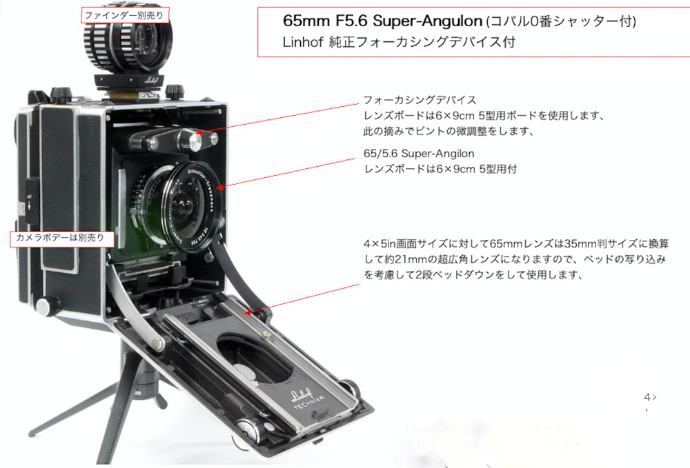 65/5.6 Super-Angulon (Schneider) 4×5in テヒニカ用 ヘリコイド付(フォーカシングデバイス)画像