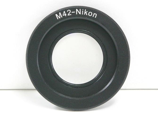 M42-Nikon (プラクチカM42レンズを→Nikon一眼レフヘ) アルミ製(ブラック)、補正レンズ付画像