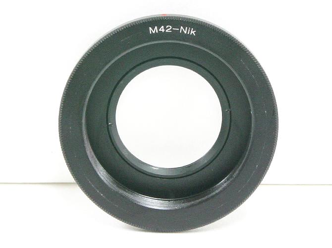 M42-Nikon (プラクチカM42レンズを→Nikon一眼レフヘ) アルミ製(ブラック)、補正レンズ ＆ 接点 付画像