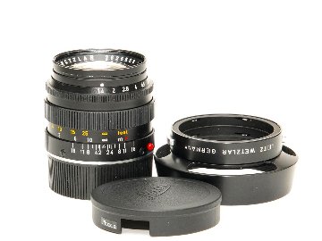 50/1.4 SUMMILUX (ズミルックス) (made in Germany) ライカＭ用 後キャップ付 フードキャップ付 純正メタルレンズフード付 距離計連動の画像