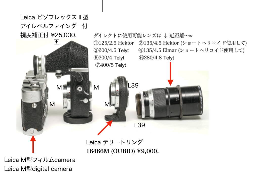 を販売ライカM用　ビゾフレックス　3型　テリート4/200 レンズ(単焦点)