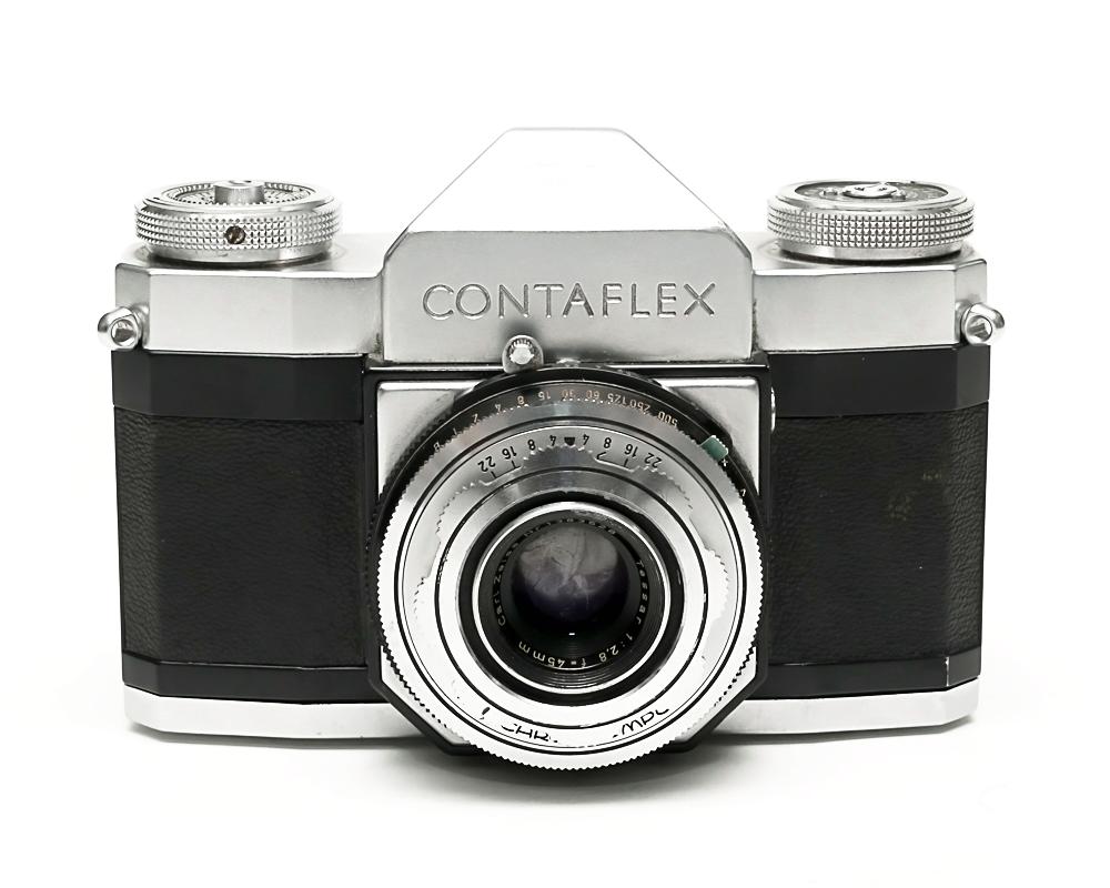 Contaflex 1型、梅鉢型 45mm F2.8 Tessar  Synchro-Compur M.X.V.レンズシャッター　Contaflexのコレクションアイテムの画像