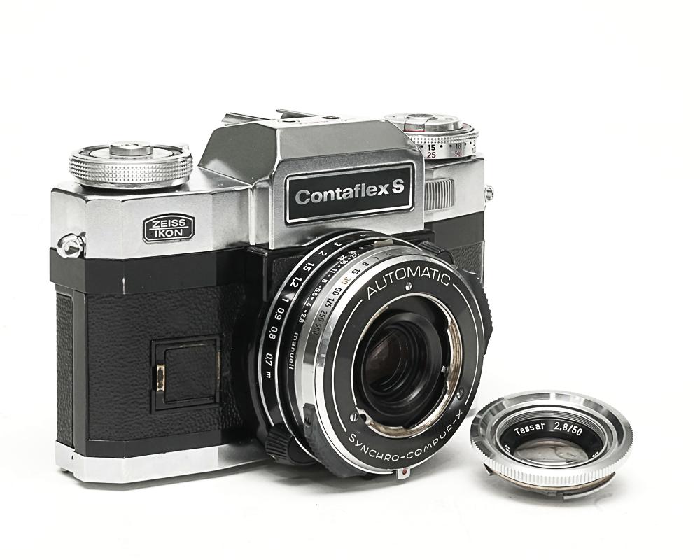 Contaflex S スーパーBC 50mm F2.8 Tessar  Synchro-Compur M.X.V.レンズシャッター　　Cds TTLメー内蔵(作動不良)の画像