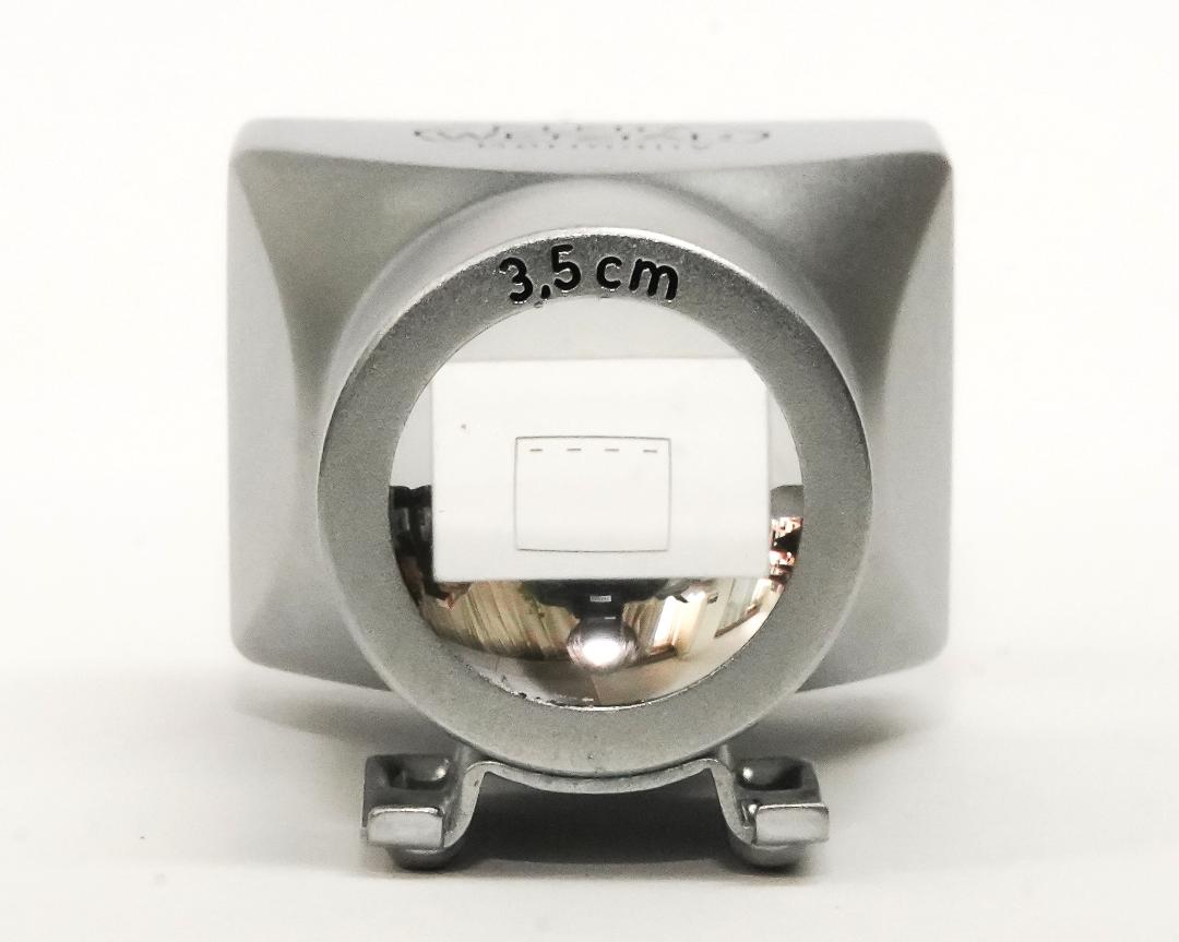 Leica 35mm 用 ファインダー(Chrome) 前期､3.5cm彫刻入り、 元箱、純正革ケース付、倍率0.7×の画像