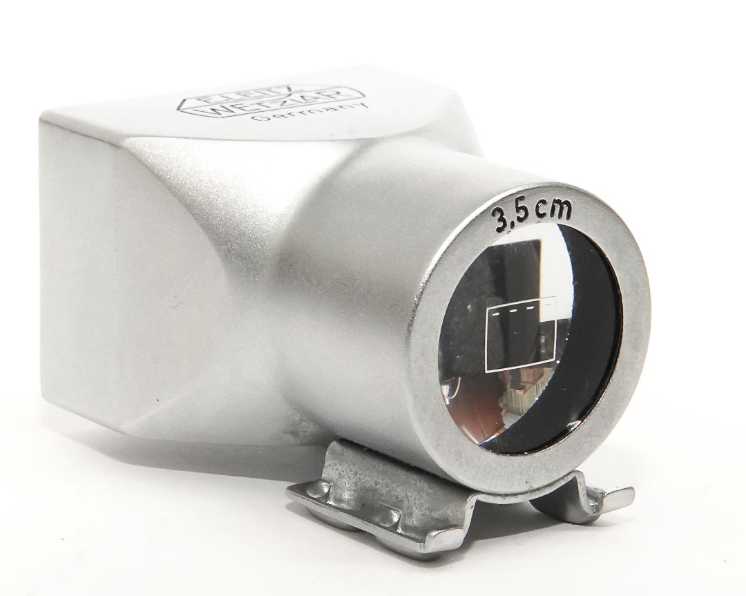 Leica 35mm 用 ファインダー(Chrome) 前期､3.5cm彫刻入り、 元箱、純正革ケース付、倍率0.7×の画像