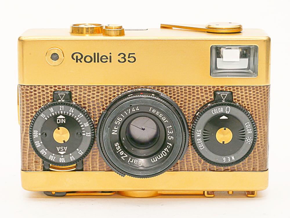 Rollei 35 (ゴールド) Singapore 製 40/3.5 Tessar (沈銅式) ローライ社 創立50周年記念モデル 352gの画像