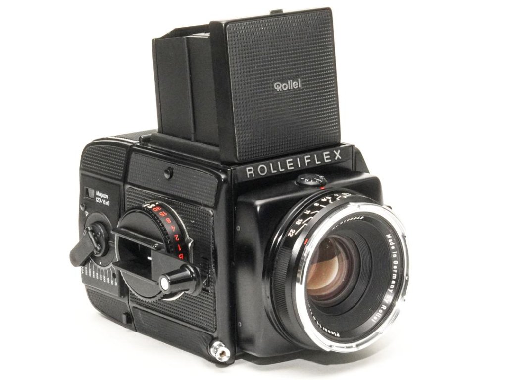 Rollei SL 6×6 SE 80/2.8 Planar Rollei-HFT 6×6 & 645フィルムマガジン2ケ、 ウエストレベルファインダー付 純正レンズ前キャップ付、ネックストラップ付の画像