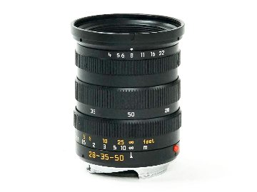 28-35-50mm/f4 Tri-Elmar ASPH (E55) Germany ライカM用 純正 前後レンズキャップ、 レンズケース、Garantie Card、 元箱付 距離計連動　新品同様　の画像