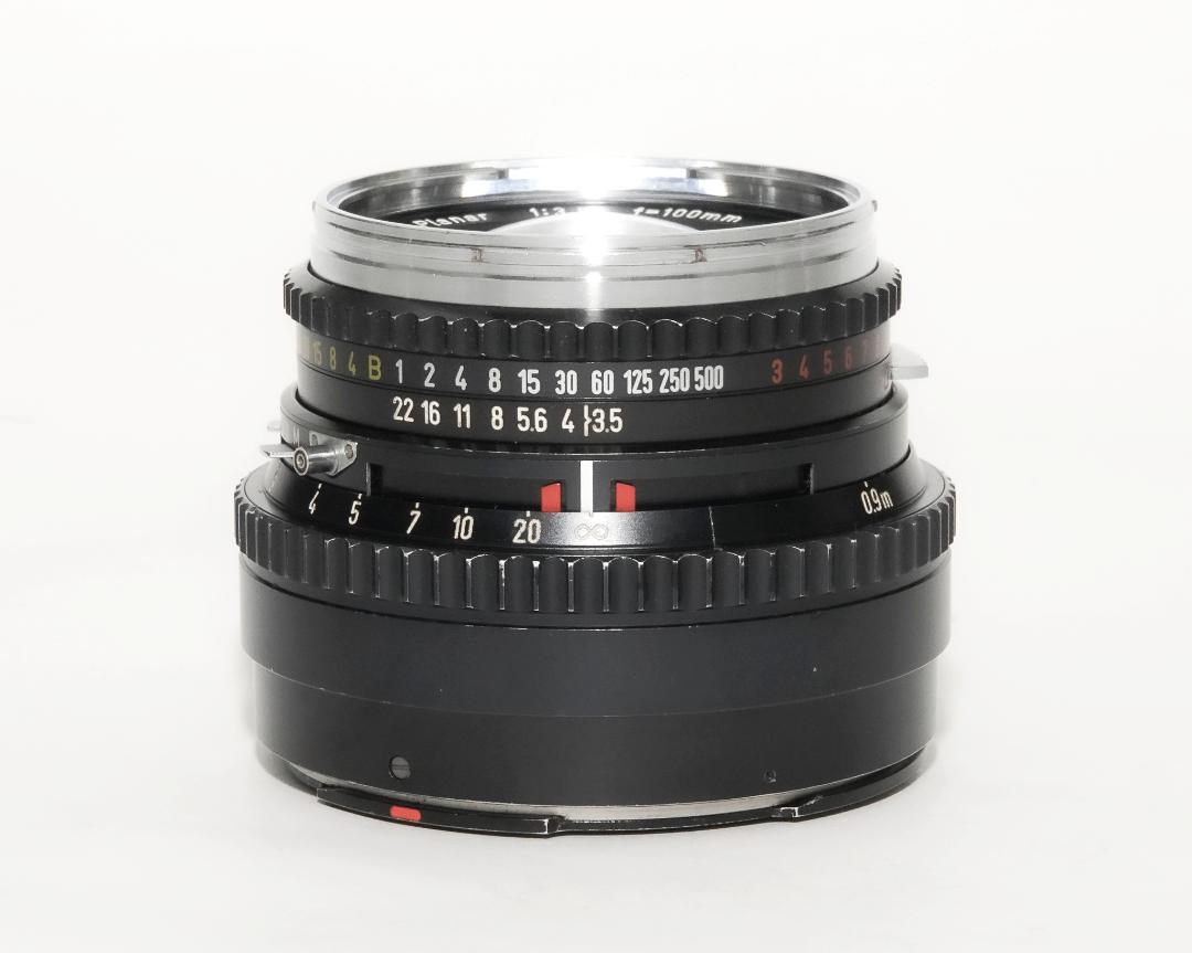 100/3.5 Planar  (Cレンズ) ハッセルブラッド Vシリーズ用  SYNCHRO COMPUR M.X.V.Shutter 付  前後キャップ付　先白　初期ロットの画像