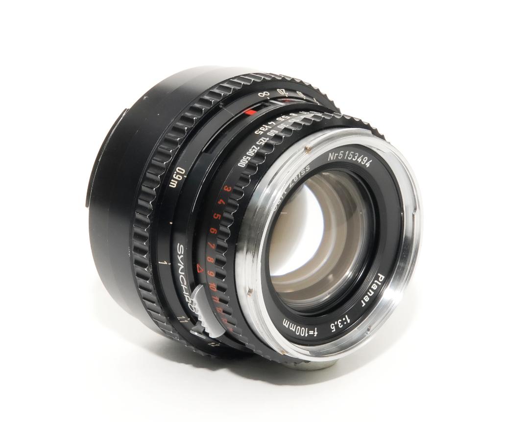 100/3.5 Planar  (Cレンズ) ハッセルブラッド Vシリーズ用  SYNCHRO COMPUR M.X.V.Shutter 付  前後キャップ付　先白　初期ロットの画像