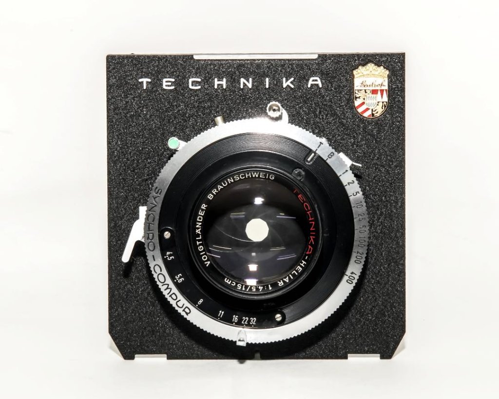150/4.5 TECHNIKA-HELIAR (VOIGTLANDER) SYNCRO-COMPUR シャッター, リンホフテヒニカ4×5ボード 付の画像