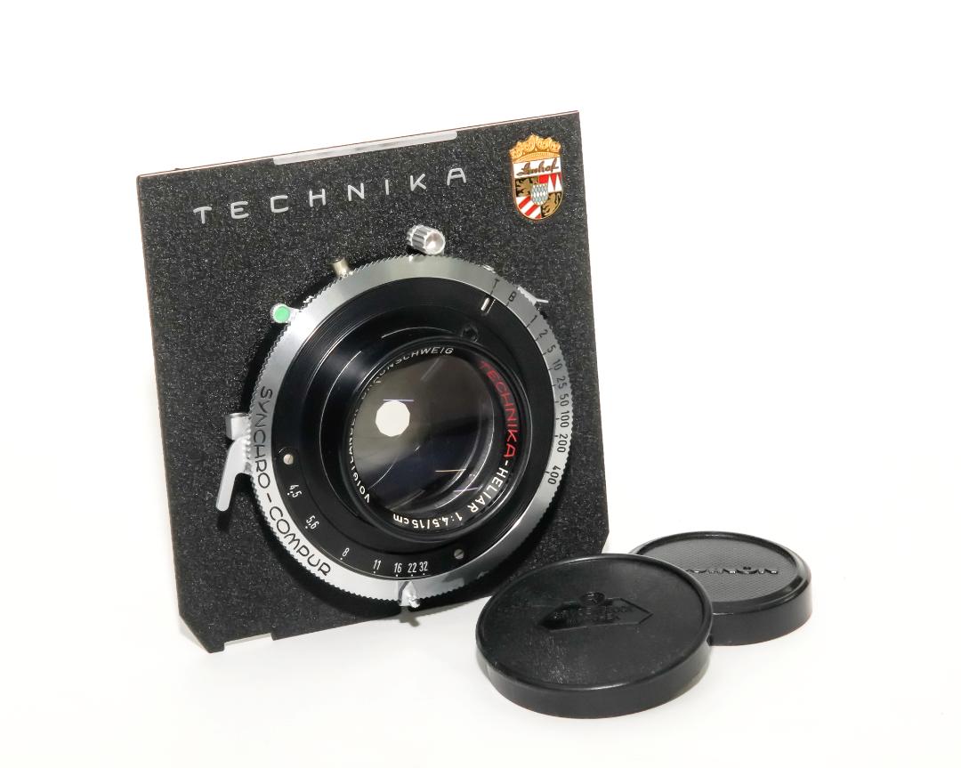150/4.5 TECHNIKA-HELIAR (VOIGTLANDER) SYNCRO-COMPUR シャッター, リンホフテヒニカ4×5ボード 付の画像