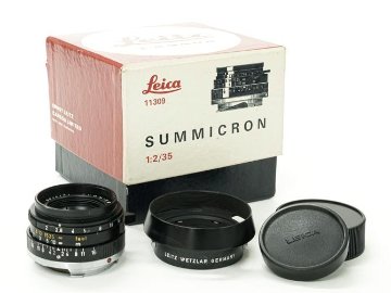 35/2 Summicron  ライカM用  元箱、メタルレンズフード 42Φ(カブセ) 前後レンズキャップ　L#2740404  距離計連動の画像