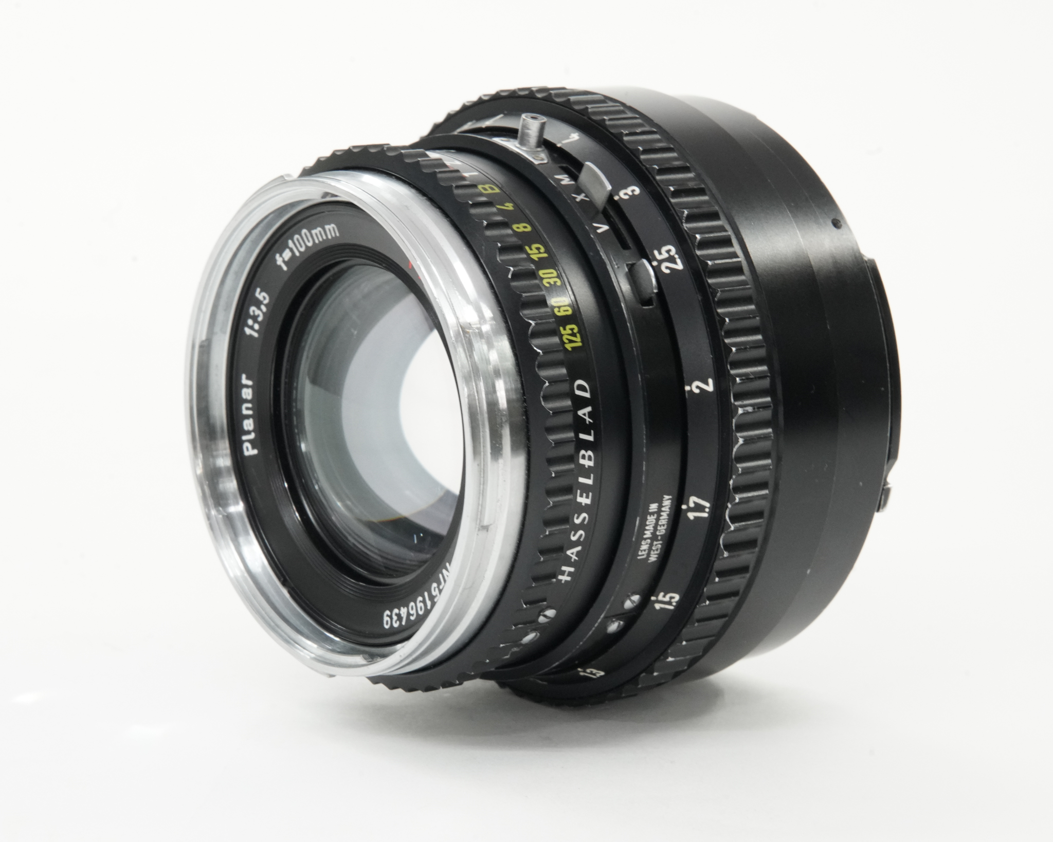 100/3.5 Planar T* (Cレンズ) 山岳プラナー, ハッセルブラッド Vシリーズ用  SYNCHRO COMPUR M.X.V.Shutter 付  前後キャップ付　先白　初期ロットの画像