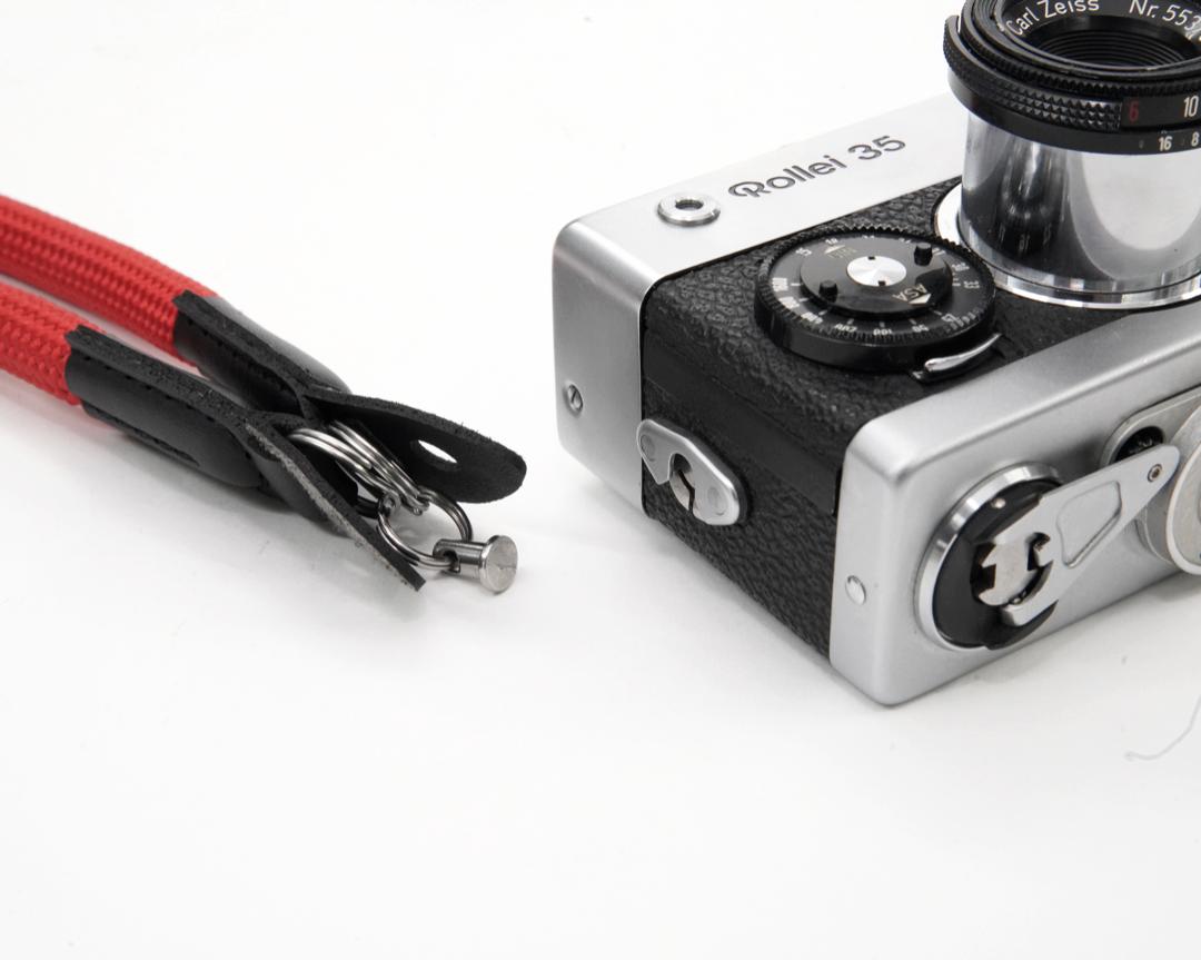 Rollei 35、コンパクトカメラ用 コットン、ロープタイプ、ネックストラップ、 ロングタイプ110cm、10mmΦ レッドの画像
