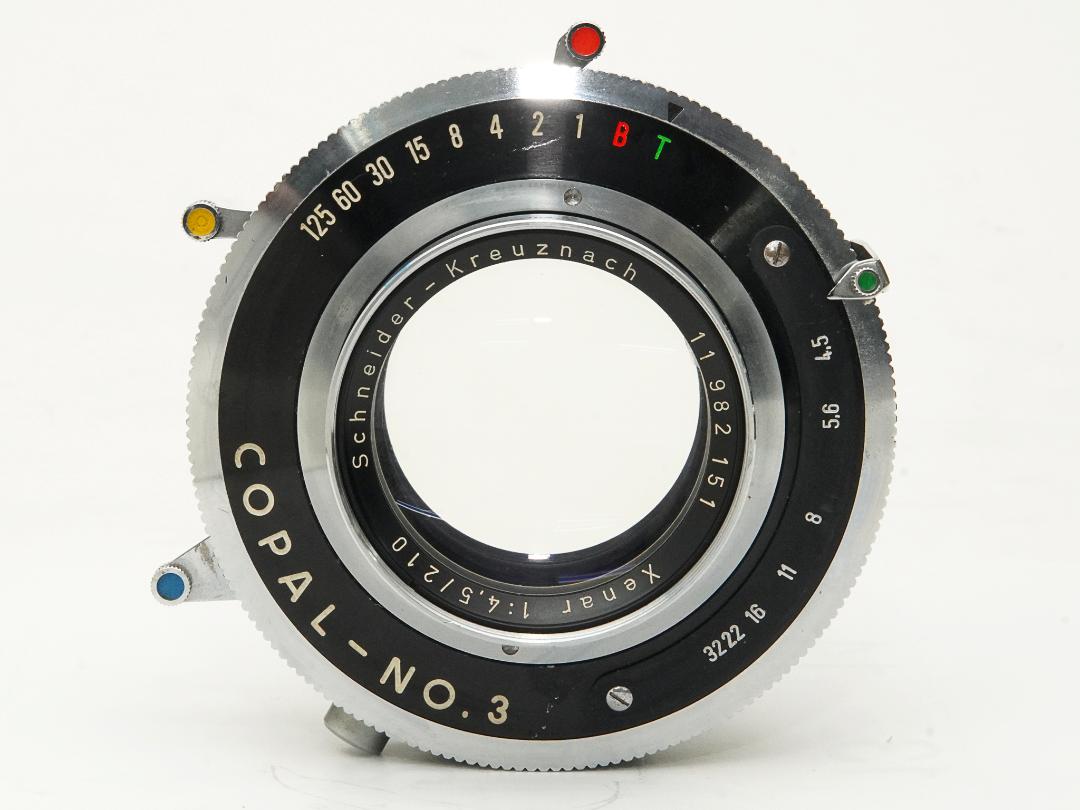 210/4.5 Xenarクスナー (Schneider) 旧コパル3番シャッター付 テッサータイプ 5x7inサイズカバーの画像