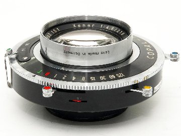 210/4.5 Xenarクスナー (Schneider) 旧コパル3番シャッター付 テッサータイプ 5x7inサイズカバーの画像