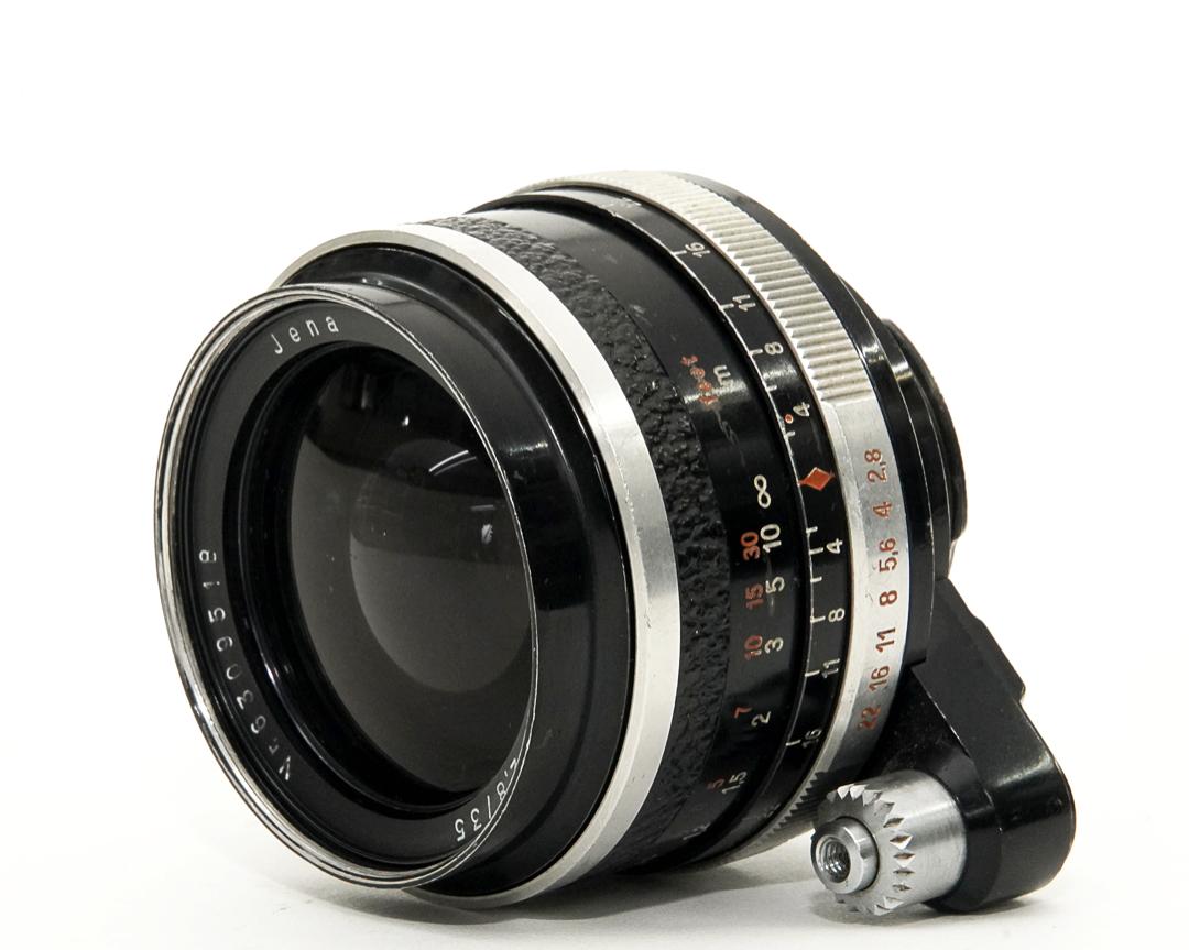 35/2.8 Flektogon　エキザクターマウント  (Carl Zeiss Jena) Germany 　自動絞りと実絞り切り替え有り  前後キャップ付85%の画像