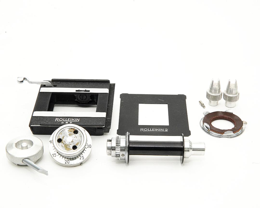 Rolleikin 3,5  Rollei 2眼レフカメラ用  35mmフィルムを使用しますアダプターキットです。　ケース付の画像