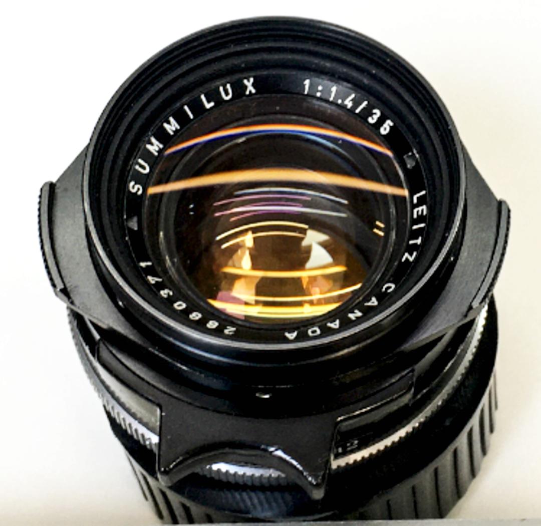 35/1.4 Summilux  L#2680371  2nd-Model 球面レンズ ライカM用 メタルレンズフード付(純正) 前後キャップ付 距離計連動の画像