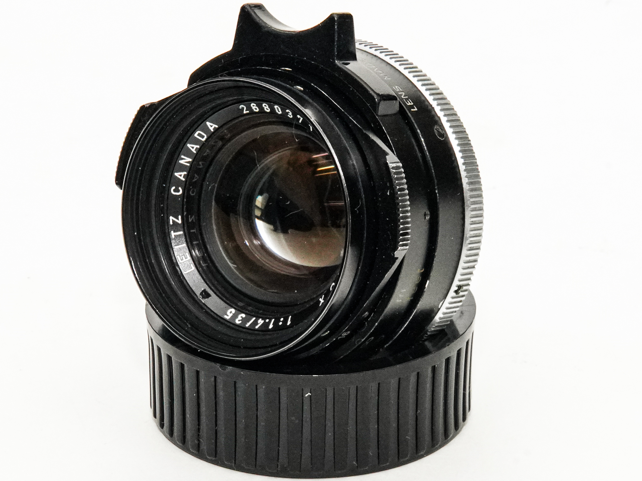 35/1.4 Summilux  L#2680371  2nd-Model 球面レンズ ライカM用 メタルレンズフード付(純正) 前後キャップ付 距離計連動の画像