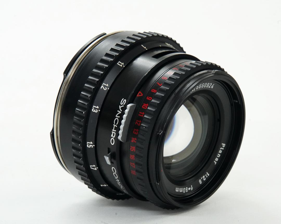 80/2.8 Planar T* (Cレンズ) ハッセルブラッド Vシリーズ用  SYNCHRO COMPUR M.X.V.Shutter 付 純正前キャップ付 の画像