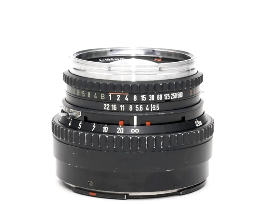 100/3.5 PlanarT*(Cレンズ) 先白 ハッセルブラッド Vシリーズ用  SYNCHRO COMPUR M.X.V.Shutter 付 純正メタルフード,純正前後キャップ付 山岳プラナーの画像
