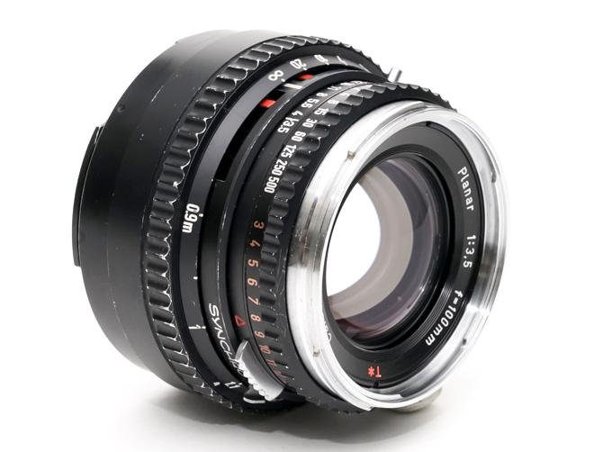 100/3.5 PlanarT*(Cレンズ) 先白 ハッセルブラッド Vシリーズ用  SYNCHRO COMPUR M.X.V.Shutter 付 純正メタルフード,純正前後キャップ付 山岳プラナーの画像