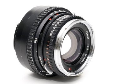 100/3.5 PlanarT*(Cレンズ) 先白 ハッセルブラッド Vシリーズ用  SYNCHRO COMPUR M.X.V.Shutter 付 純正メタルフード,純正前後キャップ付 山岳プラナーの画像