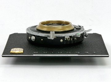 150/6.8 Gold rim DAGOR (GOERZ) 　シンクロコンパーシャッター付き (真円絞り) リンホフテヒニカ4×5inレンズボード付  前玉を外して後玉のみの場合300mmとして使用の画像
