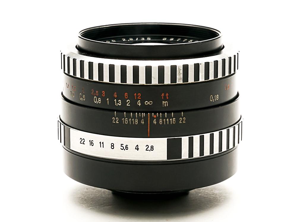 35/2.8 Flektogon (Carl Zeiss Jena)   自動絞り　プレビューレバー有り 前後キャップ付　ゼブラタイプ  最短撮影距離 18cmの画像