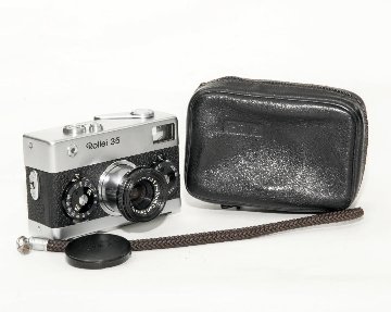 Rollei 35 （白）Germany 製 40/3.5 Carl Zeiss Tessar (沈銅式) 372gの画像