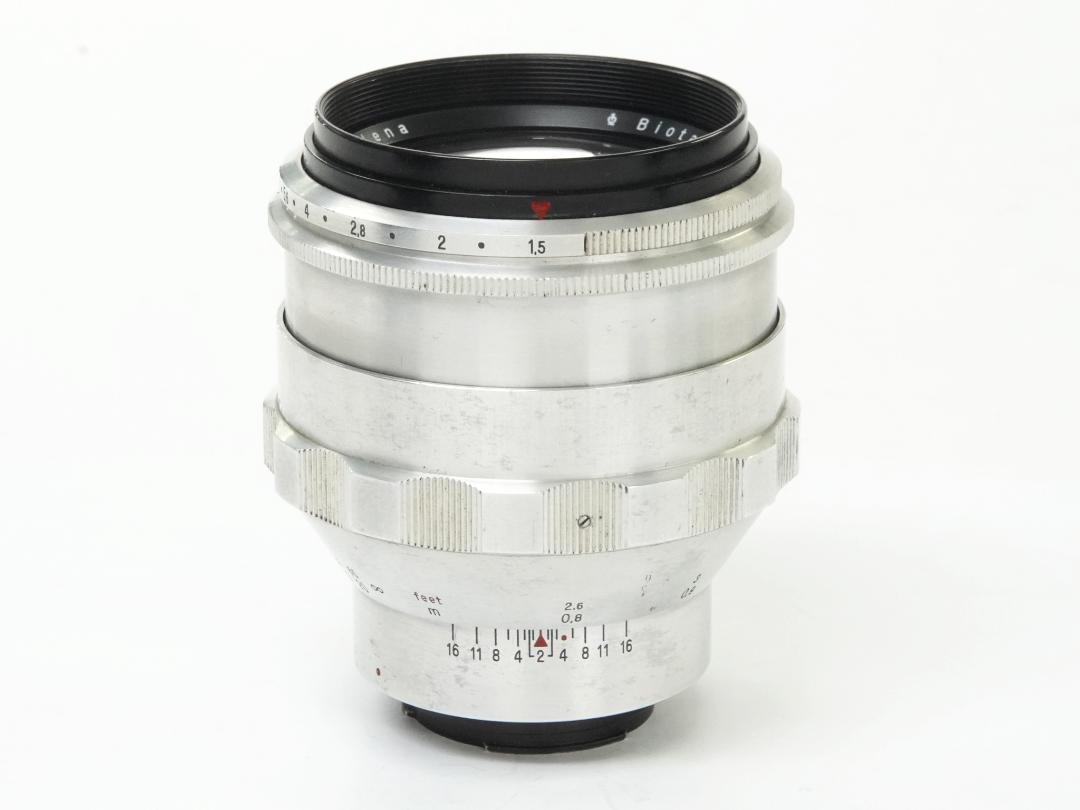 75/1.5 Biotar (Carl Zeiss Jena Germany) メタルフード付き 90% 、 EX-L/M マウントアダプター付　後期型(最短距離.80cm)の画像
