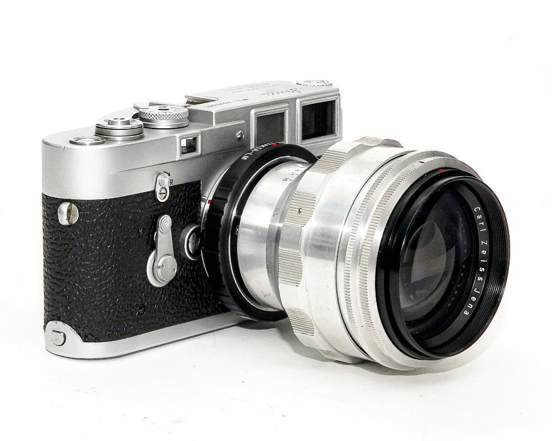 75/1.5 Biotar (Carl Zeiss Jena Germany) メタルフード付き 90% 、 EX-L/M マウントアダプター付　後期型(最短距離.80cm)の画像