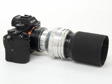 75/1.5 Biotar (Carl Zeiss Jena Germany) メタルフード付き 90% 、 EX-L/M マウントアダプター付　後期型(最短距離.80cm)の画像