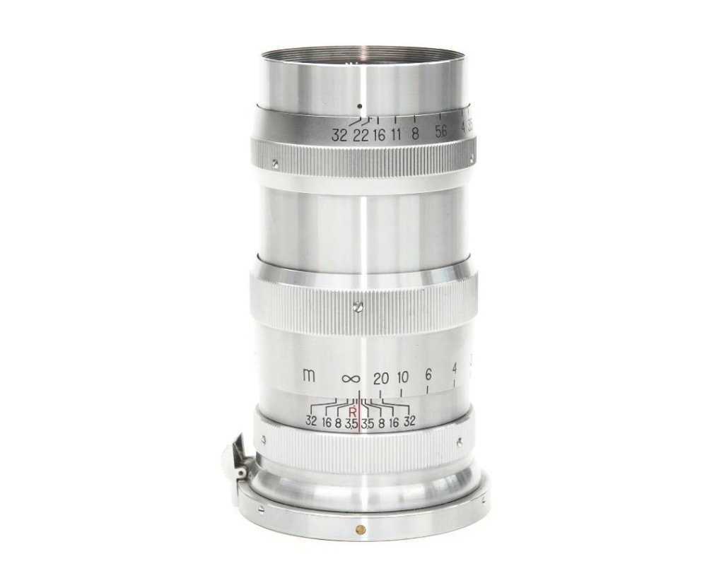 13.5 cm  F3.5 NIKKOR-Q•C 最小絞り値 F32  Contaxマウント Nippon Kogaku Japan、メートル表示、距離計連動、の画像