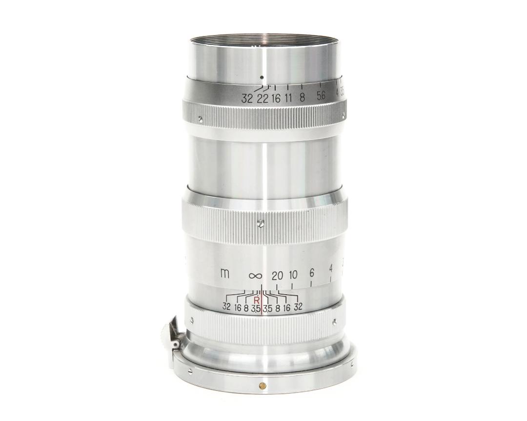 13.5 cm  F3.5 NIKKOR-Q•C 最小絞り値 F32  Contaxマウント Nippon Kogaku Japan、メートル表示、距離計連動、の画像