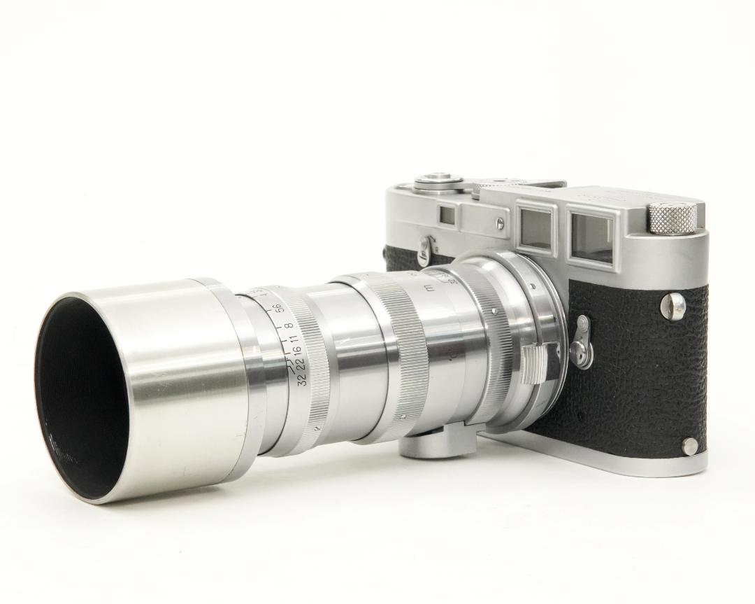 13.5 cm  F3.5 NIKKOR-Q•C 最小絞り値 F32  Contaxマウント Nippon Kogaku Japan、メートル表示、距離計連動、の画像
