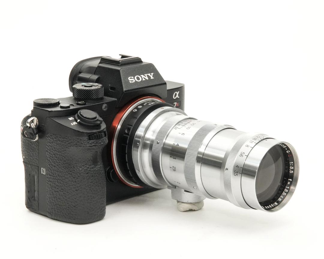 13.5 cm  F3.5 NIKKOR-Q•C 最小絞り値 F32  Contaxマウント Nippon Kogaku Japan、メートル表示、距離計連動、の画像