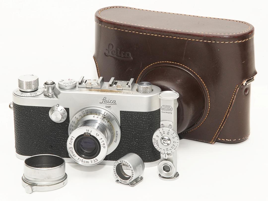 Leica １G (後期型） 50/3.5 Elmar　距離計　50mm ファインダー　lensフード　cameraケース　6点セットの画像