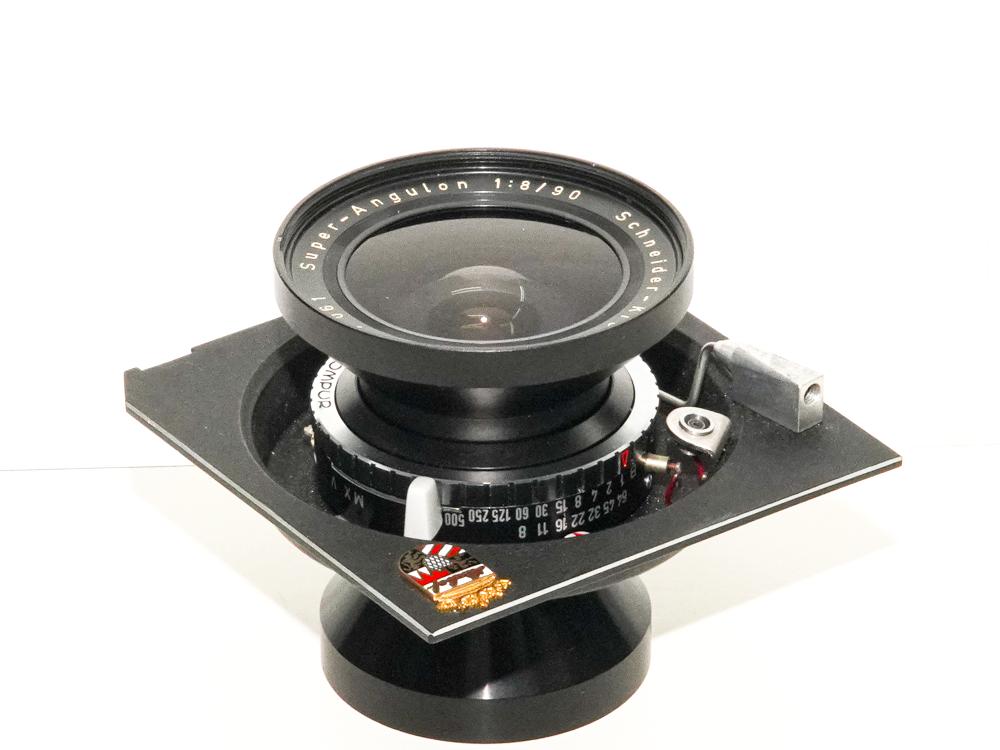 90/8 Super-Angulon (Schneider)  コンパー0番 m.x.v.シャッター付　広角レンズボード付の画像