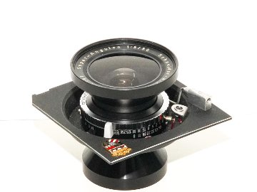 90/8 Super-Angulon (Schneider)  コンパー0番 m.x.v.シャッター付　広角レンズボード付の画像