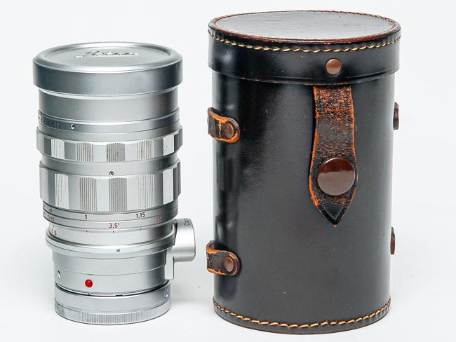90/2 SUMMICRON L#1741233 (ズミクロン) Rare ライカ M用  距離計連動 レンズフード内臓 専用本革ケース付 の画像
