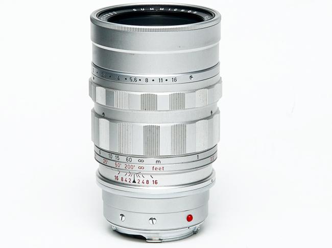90/2 SUMMICRON L#1741233 (ズミクロン) Rare ライカ M用  距離計連動 レンズフード内臓 専用本革ケース付 の画像