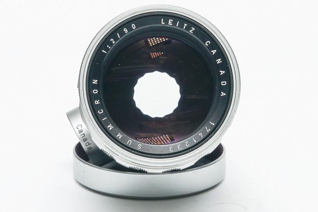 90/2 SUMMICRON L#1741233 (ズミクロン) Rare ライカ M用  距離計連動 レンズフード内臓 専用本革ケース付 の画像