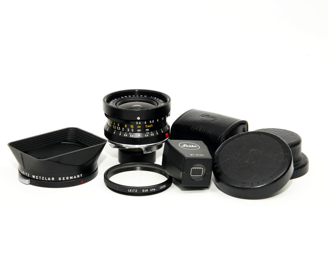 21/3.4 Super Angulon 黒 L#2750753 ライカM用, 専用ファインダー、純正フィルター＆レンズフード付　前後キャップ付 　距離計連動の画像