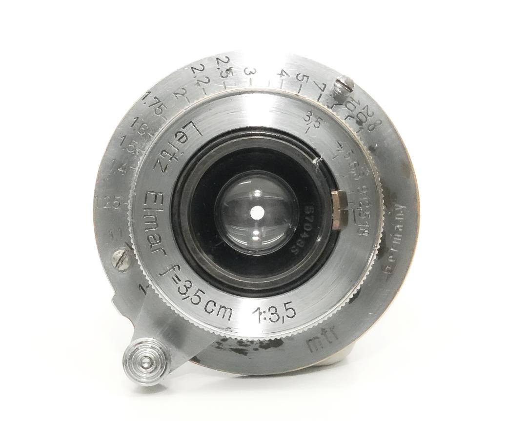 35/3.5 Elmar SN.570485 ライカスクリュー(L39)用  距離計連動　前後キャップ付 ノーコート  Metar 表示  1940年製造の画像