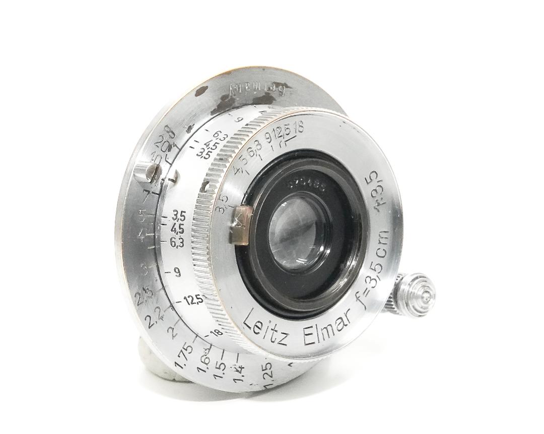 35/3.5 Elmar SN.570485 ライカスクリュー(L39)用  距離計連動　前後キャップ付 ノーコート  Metar 表示  1940年製造の画像