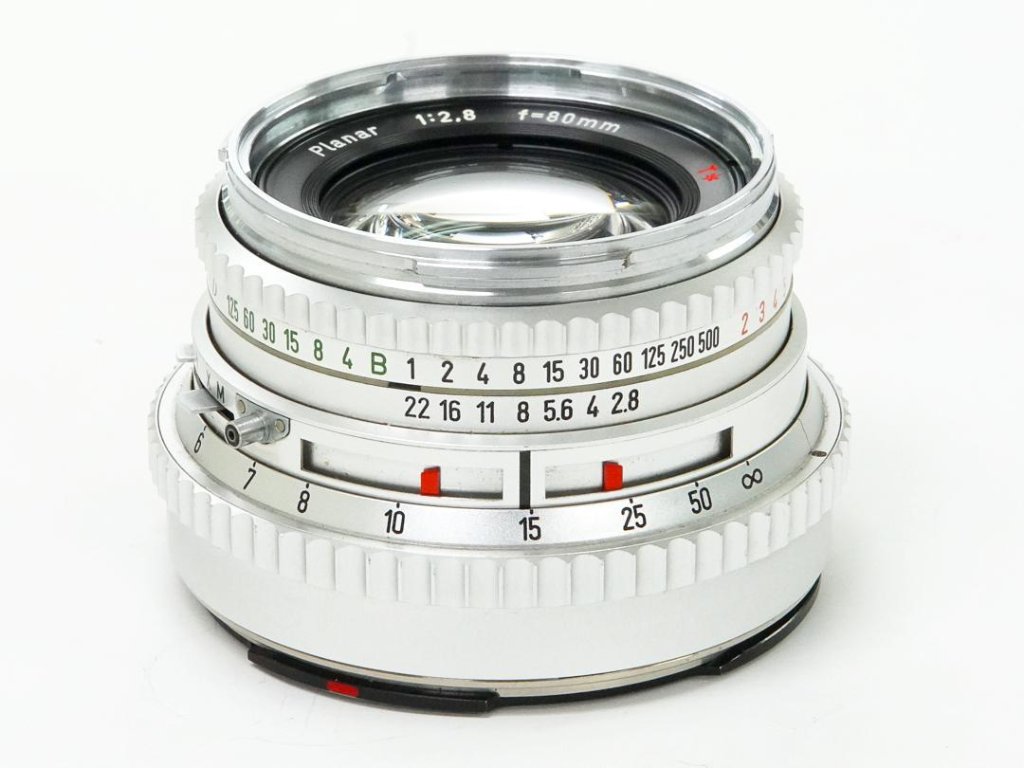80/2.8 Planar (Cレンズ)　T☆ レアモノ  ハッセルブラッド Vシリーズ用  シンクロコンパーM.X.V. シャッター付 前後キャップ付 L#5570341の画像